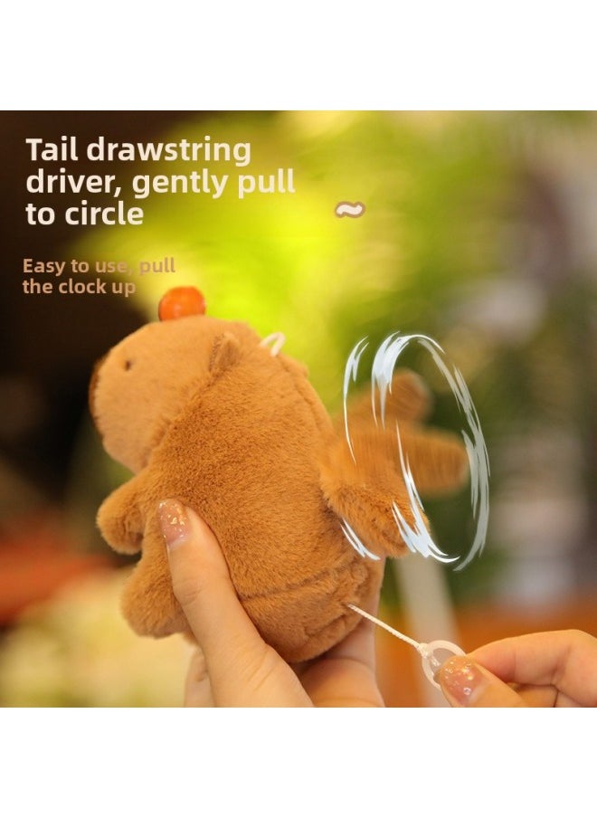 null - Lejier Pull-line Wagging Tail Capi Bara Spit Bubble Doll Plush Toy Capybara Internet Celebrity Backpack Pendant-Specifications:White Tail Shaking [rabbit] - Image 1