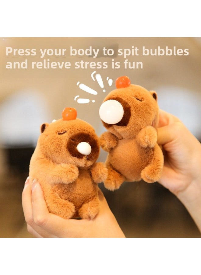 null - Lejier Pull-line Wagging Tail Capi Bara Spit Bubble Doll Plush Toy Capybara Internet Celebrity Backpack Pendant-Specifications:White Tail Shaking [rabbit] - Image 1