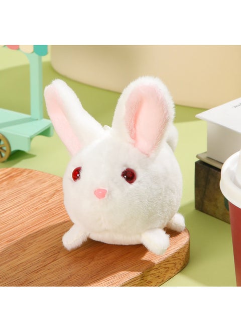 Lejier Pull-line Wagging Tail Capi Bara Spit Bubble Doll Plush Toy Capybara Internet Celebrity Backpack Pendant-Specifications:White Tail Shaking [rabbit]
