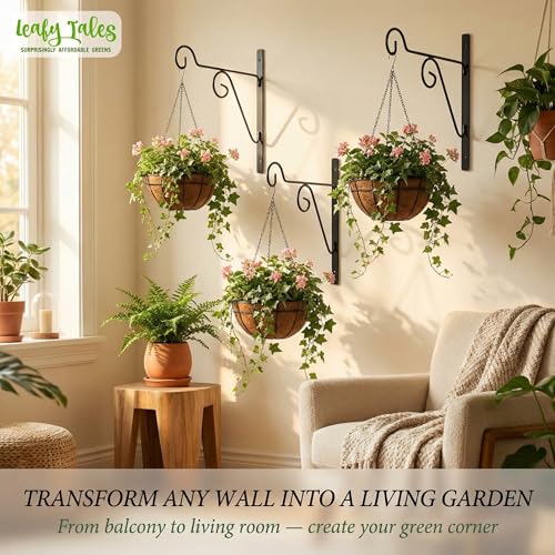 Leafy Tales 2-Pack Metal Hanging Plant Hooks - Decorative Wall Mount Brackets for Hanging Planters & Pots | Durable Rust-Resistant Iron Holders for Balcony, Fence & Garden Wall Decor - Image 3