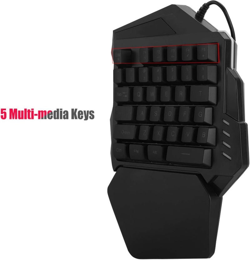Single Hand Gaming Keyboard, Wrist Rest Multi Functional Membrane Keycap Keypad with Breathing Lights, for for Android, for Linux, for - Image 5