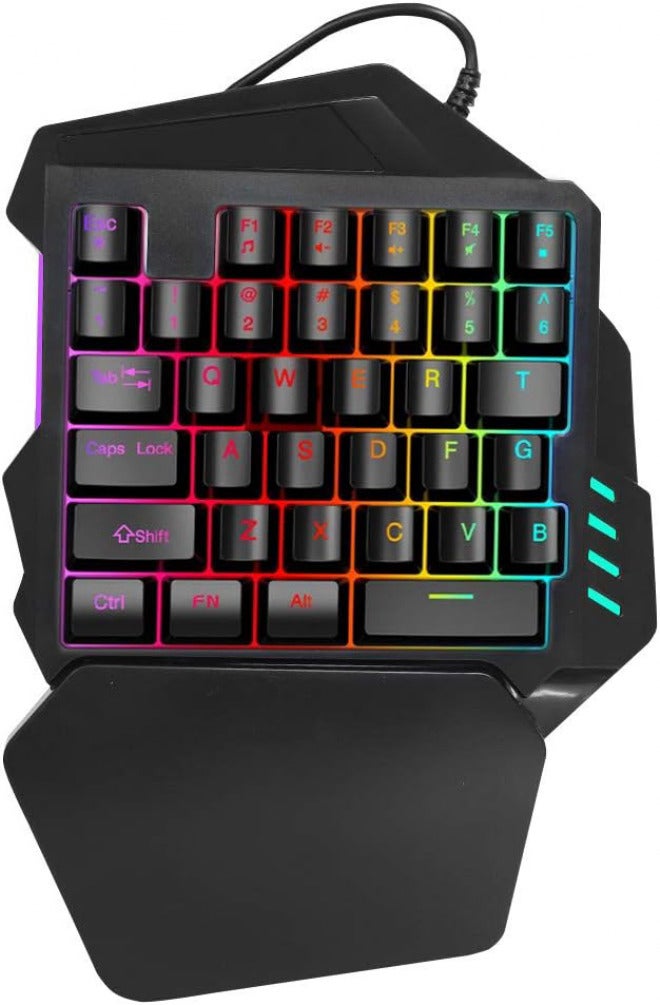 Single Hand Gaming Keyboard, Wrist Rest Multi Functional Membrane Keycap Keypad with Breathing Lights, for for Android, for Linux, for - Image 1