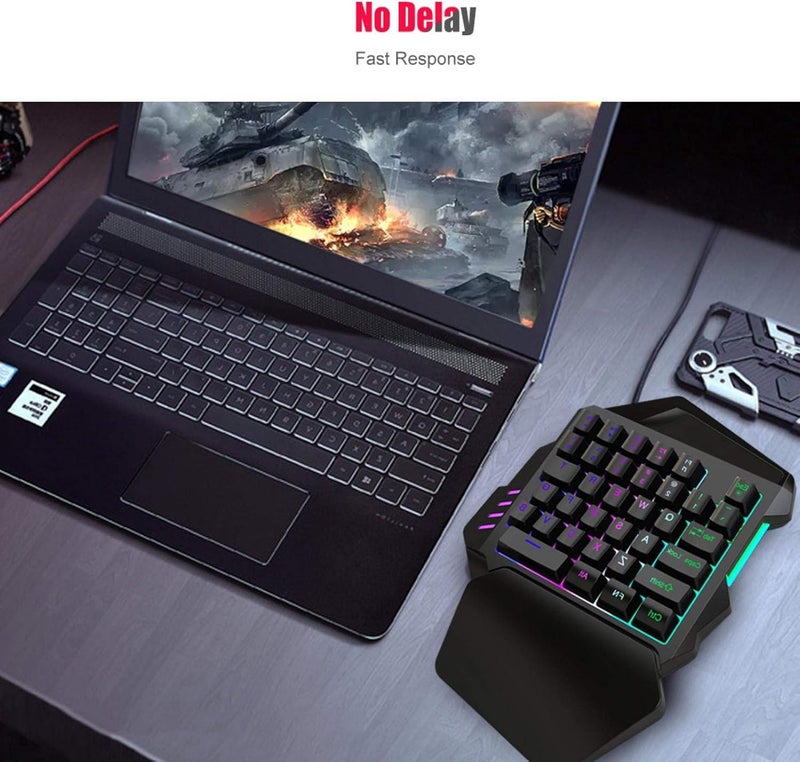 Single Hand Gaming Keyboard, Wrist Rest Multi Functional Membrane Keycap Keypad with Breathing Lights, for for Android, for Linux, for - Image 2