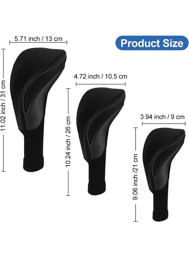 3 pcs Golf Club Head Covers for Fairway Woods Driver Hybrids 3 Pieces Long Neck Mesh Sports Fan Golf Club/A - Image 2