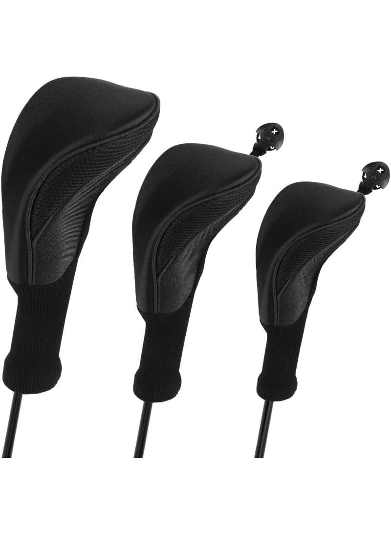 3 pcs Golf Club Head Covers for Fairway Woods Driver Hybrids 3 Pieces Long Neck Mesh Sports Fan Golf Club/A - Image 1