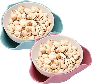 Cedilis 2 Pack Pistachio Bowl, Double Peanut Bowl with Seeds Shell Storage, Wheat Straw Snack Serving Dish for - Image 1
