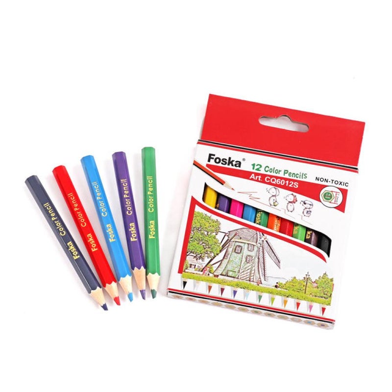 Foska Hexagonal Colored Wooden Pencils 3.5 inch - 12 Pack - Image 1