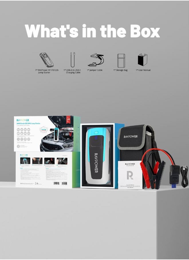 RAVPOWER - RAVPower 3-in-1 Jump Starter with 16000mAh Power Bank & LED Flashlight - Image 1