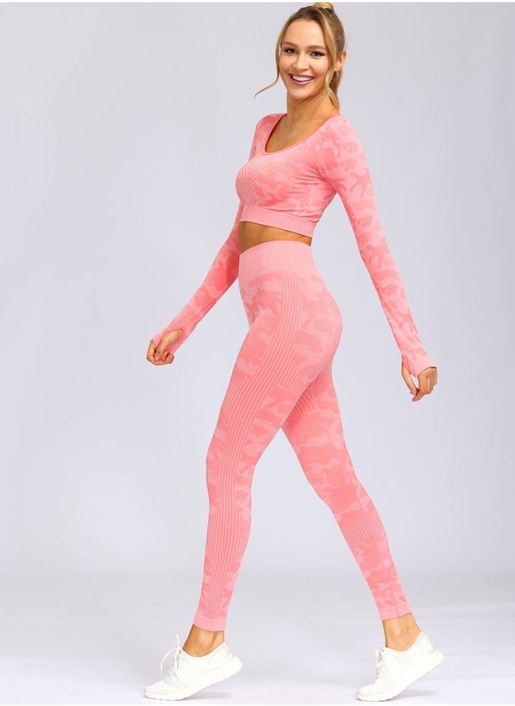 NIBEMINENT - Autumn And Winter New Sports Suit Fitness Trousers Seamless Long-sleeved Yoga Suit Women - Image 1