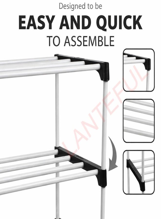 LANTEFUL 4 Tier Plastic Shelf Organizer for Wardrobe, Adjustable Almirah Divider for Clothes Storage, Multipurpose Cupboard Rack,Multipurpose use Bookshelf,Collapsible Wardrobe,Kids Rack Cabinet Children stand - Image 5