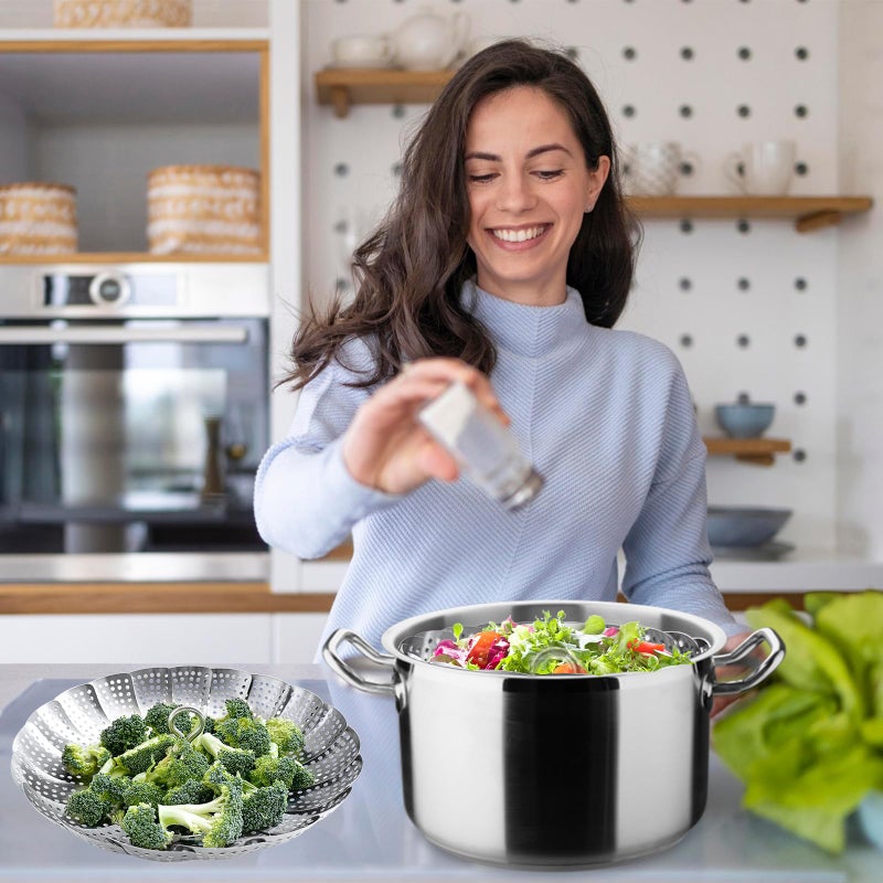 ZOCY Steamer Basket Stainless Steel Instant Pot Accessories for Food and Vegetable, Zocy Premium Expandable Steam Basket to Fit Various Size Pots Medium (6.1" to 10.2")) - Image 2