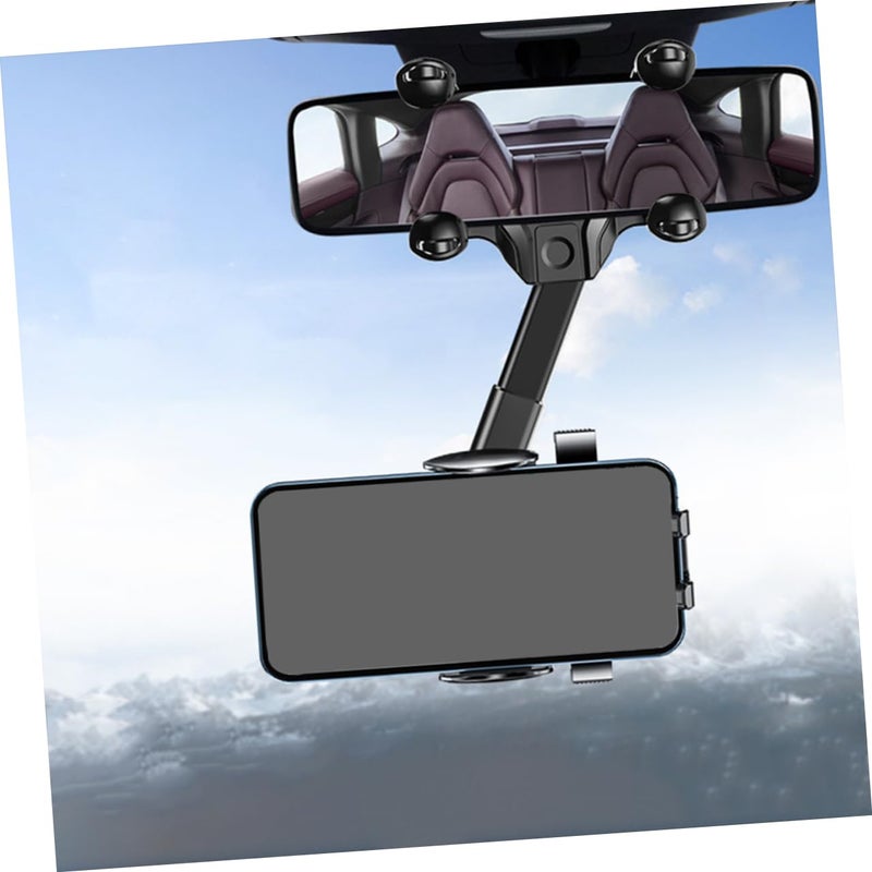 Rotating Car Phone Holder Mount for Rearview Mirror Universal Fit Black - Image 5