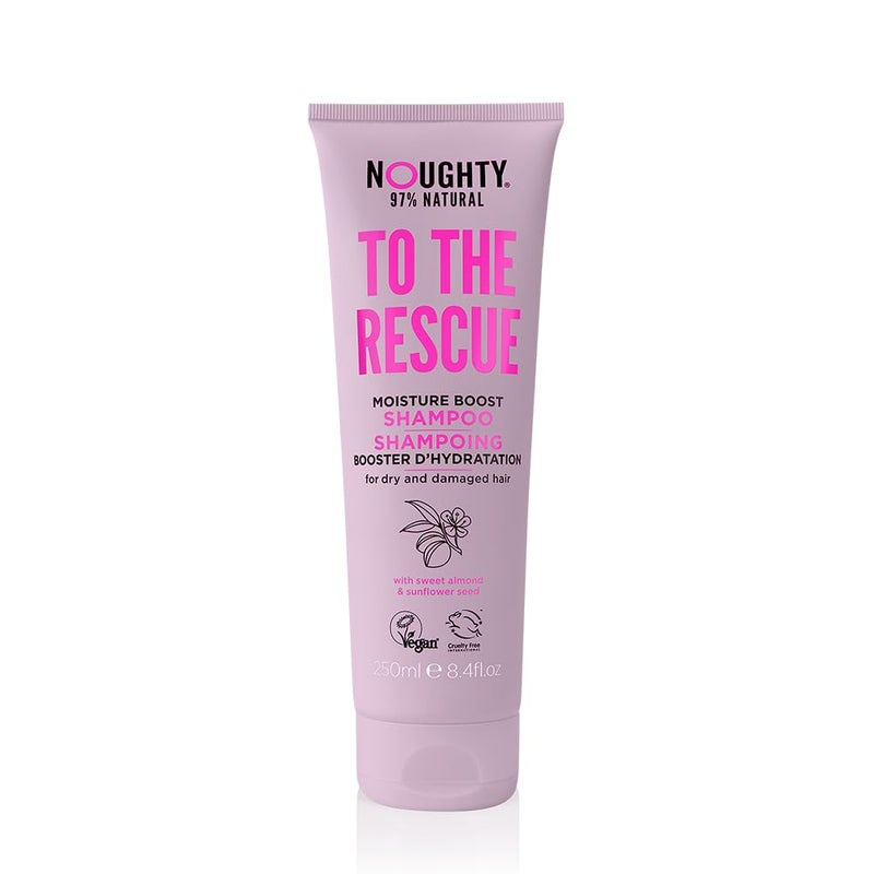 Noughty 97% Natural To The Rescue Moisture Boost Shampoo, to Gently Cleanse and Replenish Lost Moisture with Sweet Almond and Sunflower Seed, Sulphate Free Vegan Haircare 250ml - Image 1