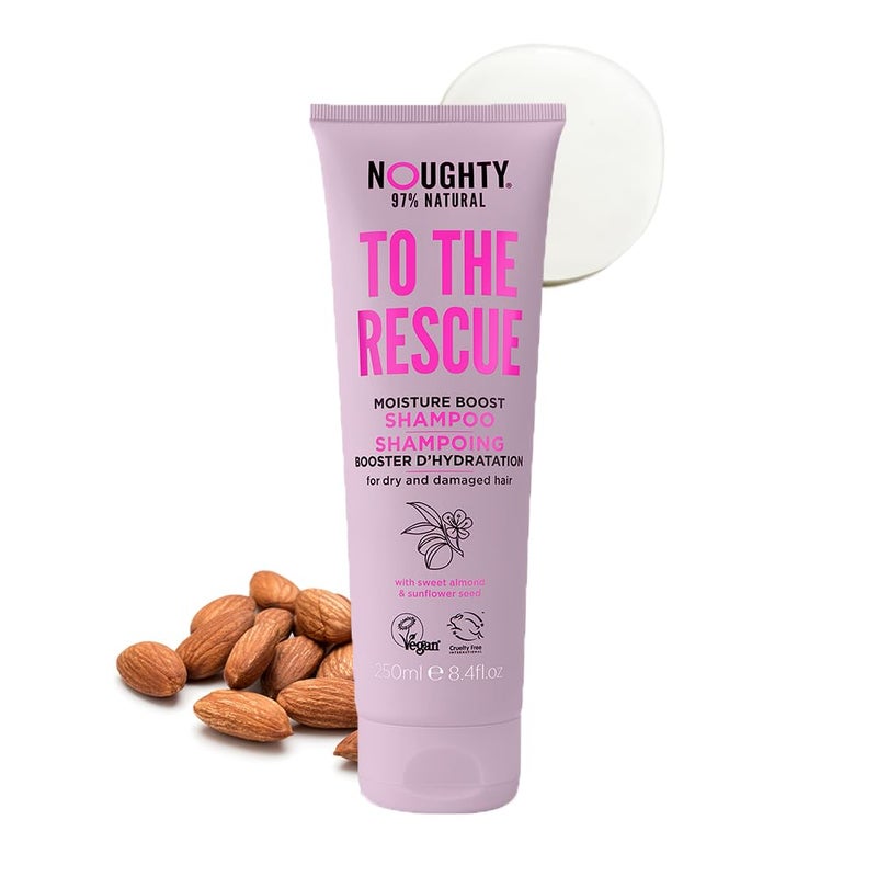 Noughty 97% Natural To The Rescue Moisture Boost Shampoo, to Gently Cleanse and Replenish Lost Moisture with Sweet Almond and Sunflower Seed, Sulphate Free Vegan Haircare 250ml - Image 2