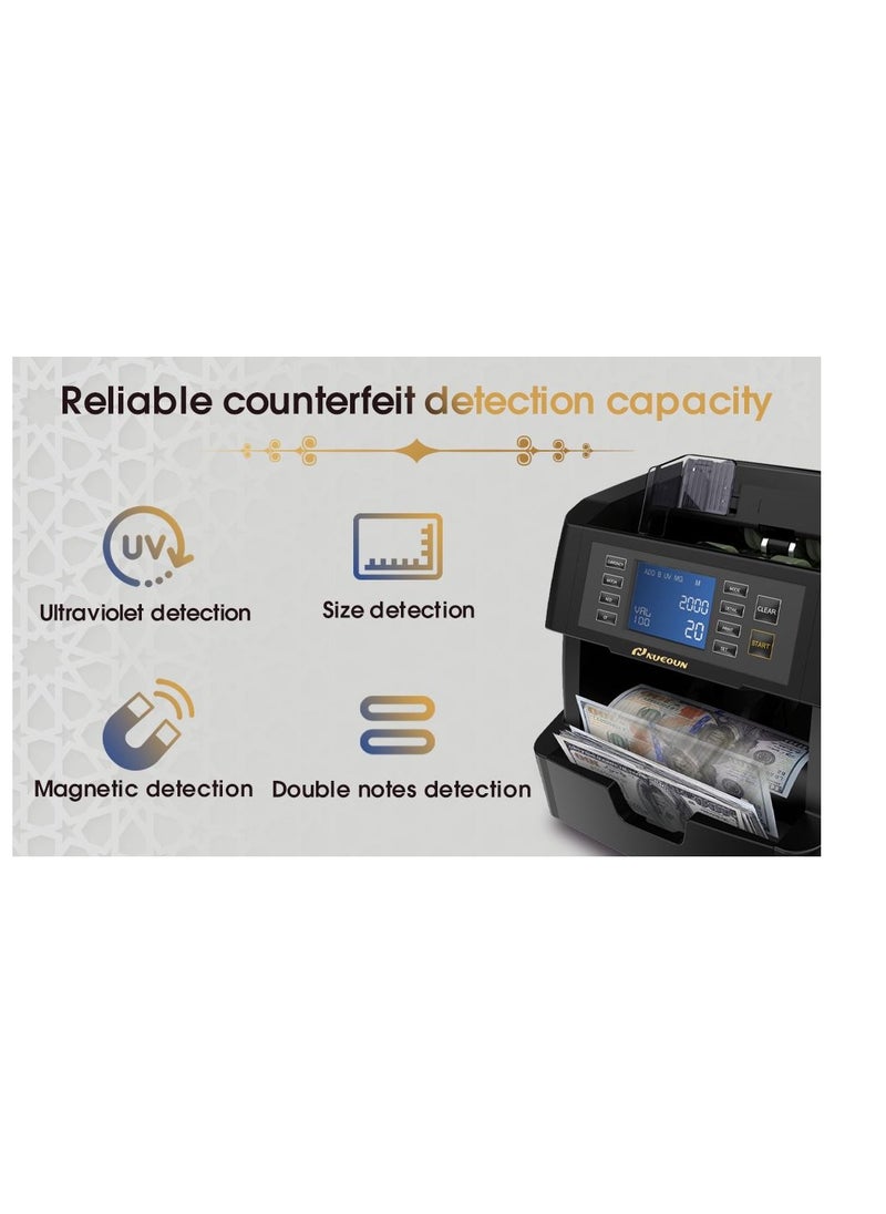 NUCOUN - NUCOUN NC-5 Money Counter Machine, UV/MG/IR Detection, 3.5 inch LCD Display Money Counter Cash Counter - Image 1
