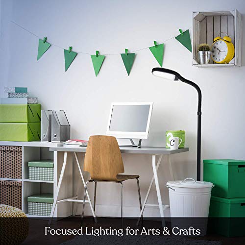 Brightech Litespan - Bright LED Floor Reading Lamp for Over Chair Crafts and Reading, Estheticians' Light for Lash Extensions, Adjustable Standing Lamp for Living Room, Bedroom, Office - Jet Black - Image 4