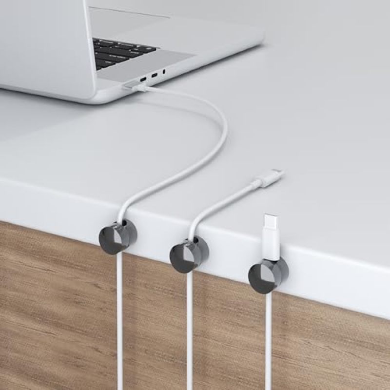 Silver Gray Aircraft-Grade Aluminum Cord Holder 3-Pack - 2-In-1 Secure Reusable Adhesive Cable Organizer for Home Office Desk Cable Management - Image 5