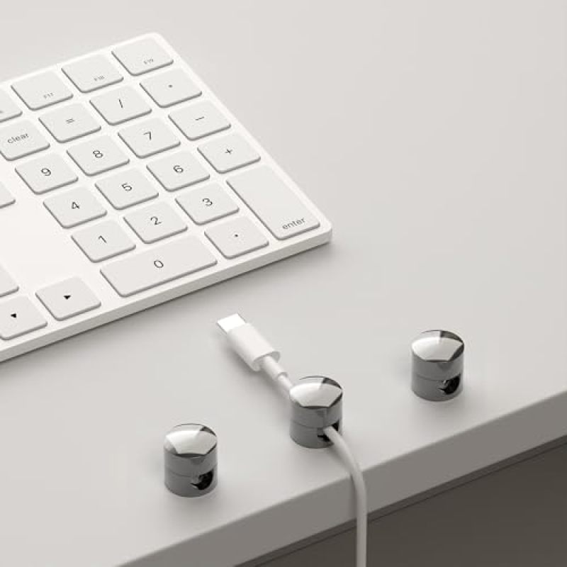 Silver Gray Aircraft-Grade Aluminum Cord Holder 3-Pack - 2-In-1 Secure Reusable Adhesive Cable Organizer for Home Office Desk Cable Management - Image 4