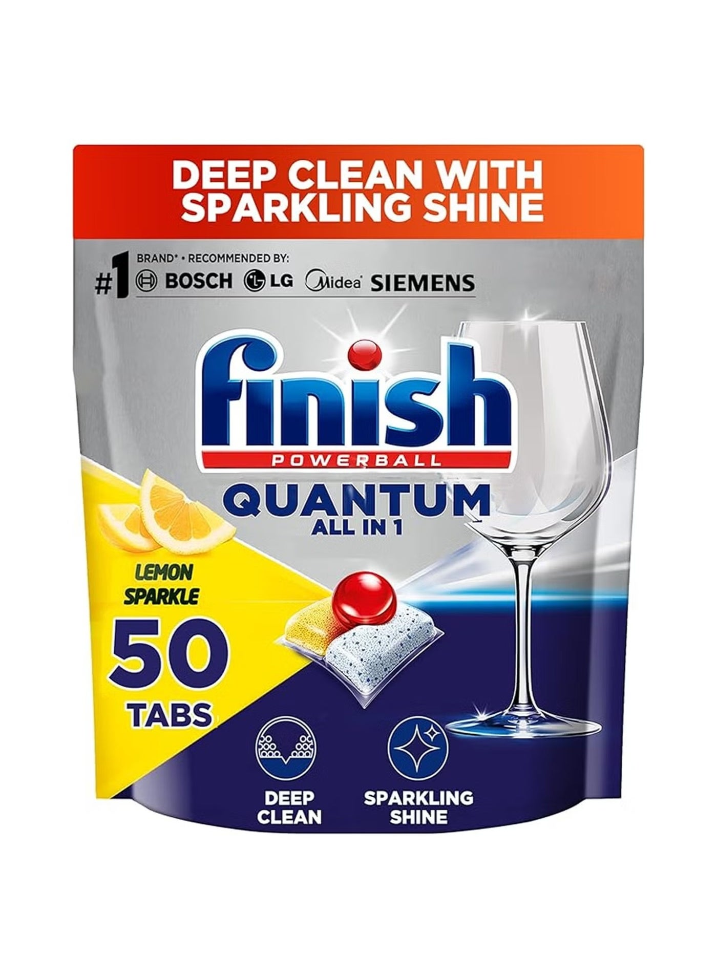 Finish Quantum All in 1 Dishwasher Tablets, Lemon Sparkle Scent, 21 Tabs