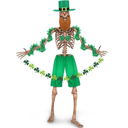 Cozypower 12 ft Skeleton Outfit Accessories St Patricks Day Giant Sized Skeleton Clothes for 12 ft Skull Irish Outdoor Garden Decoration - Image 1