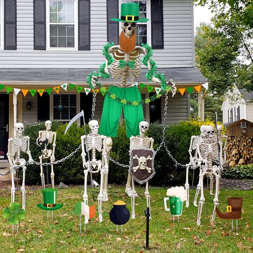 Cozypower 12 ft Skeleton Outfit Accessories St Patricks Day Giant Sized Skeleton Clothes for 12 ft Skull Irish Outdoor Garden Decoration - Image 3