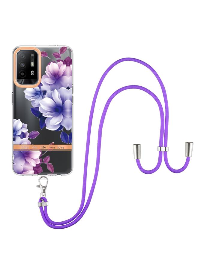 اس-توب جراب لهاتف OPPO A94 5G من سلسلة Flowers جراب TPU مع حبل - Image 2