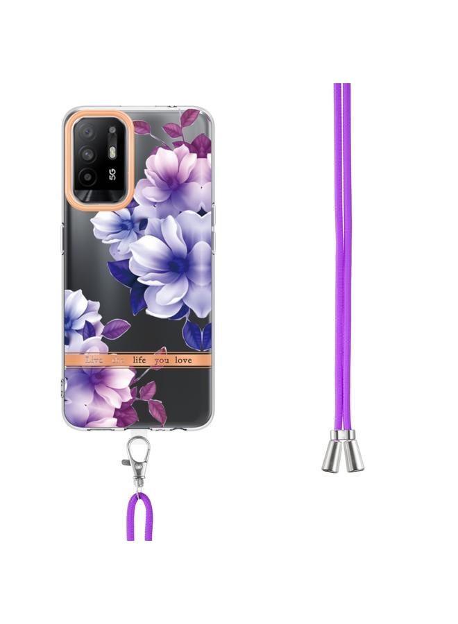 اس-توب جراب لهاتف OPPO A94 5G من سلسلة Flowers جراب TPU مع حبل - Image 3