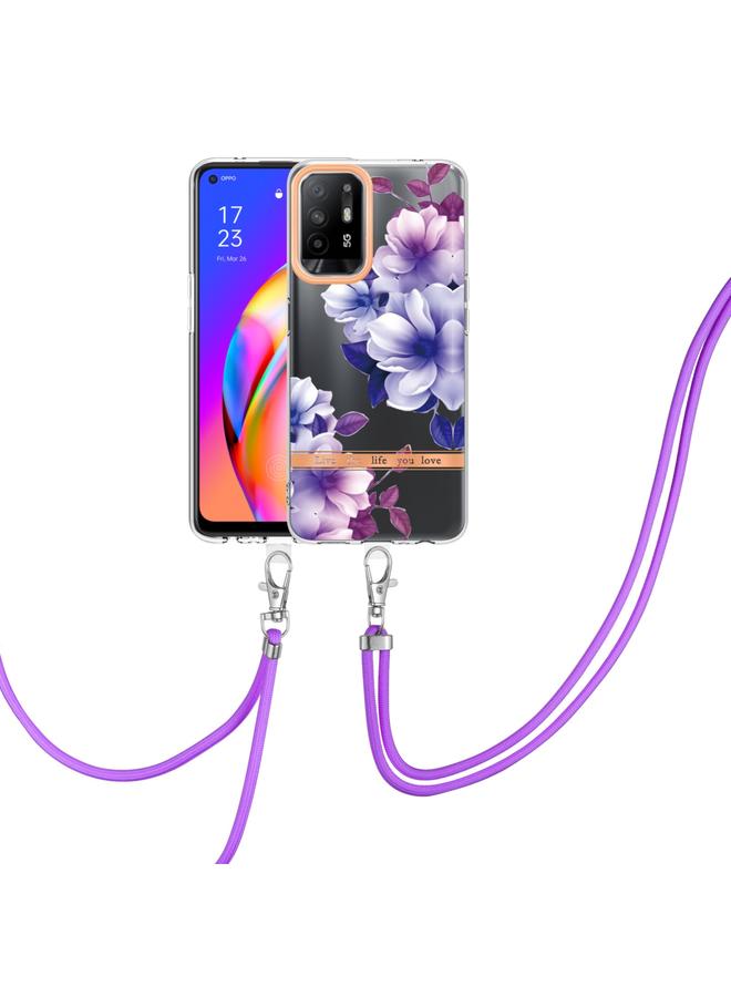 اس-توب جراب لهاتف OPPO A94 5G من سلسلة Flowers جراب TPU مع حبل - Image 1