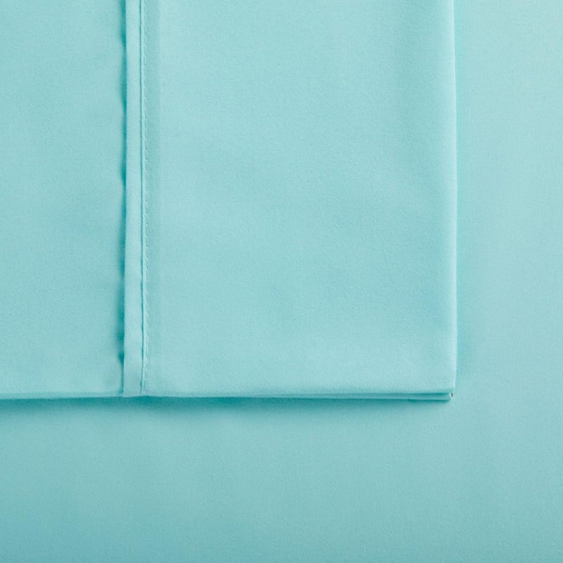 Serta Simply Clean Super Soft Hypoallergenic Stain Resistant Deep Pocket 3 Pieces Solid Bed Sheet Set, Twin XL, Turquoise - Image 5