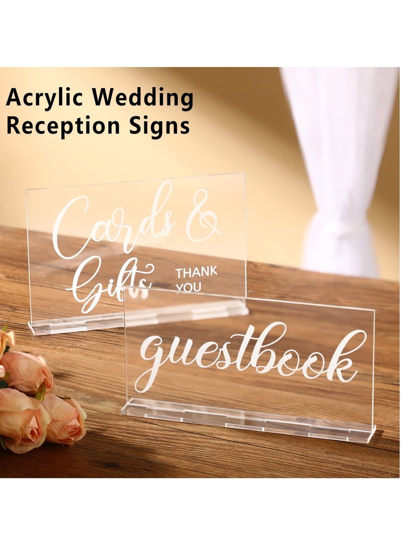 SYOSI 2 Pieces Acrylic Wedding Reception Sign Guest Book Sign Cards and Gifts Wedding Sign with Stand Rustic Farmhouse Hanging for Wedding Cabin Beach Party Home Decor, 2 Styles  - Image 3