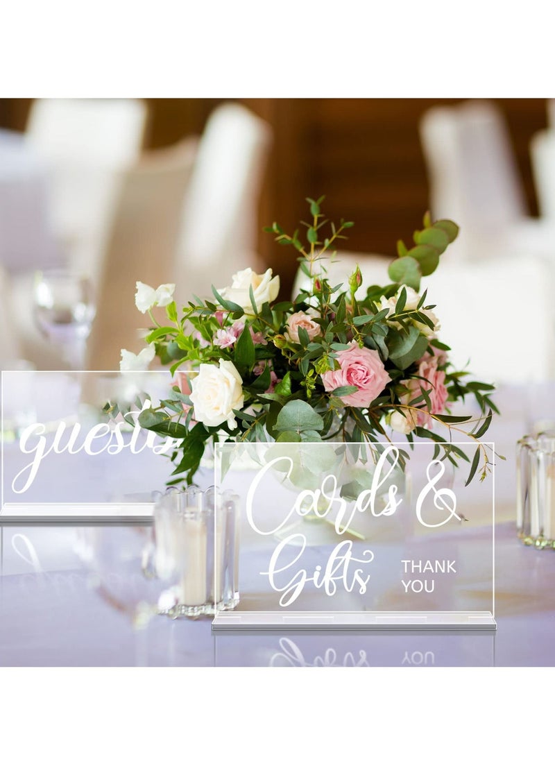 SYOSI 2 Pieces Acrylic Wedding Reception Sign Guest Book Sign Cards and Gifts Wedding Sign with Stand Rustic Farmhouse Hanging for Wedding Cabin Beach Party Home Decor, 2 Styles  - Image 4