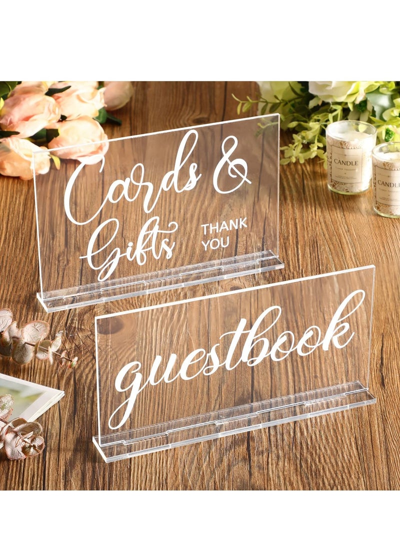 SYOSI 2 Pieces Acrylic Wedding Reception Sign Guest Book Sign Cards and Gifts Wedding Sign with Stand Rustic Farmhouse Hanging for Wedding Cabin Beach Party Home Decor, 2 Styles  - Image 5