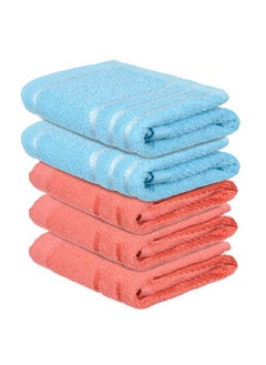 Kuber Industries Face Towel | Cotton Towels For Facewash | Towels For Daily Use | Workout Hand Towel | Lining Design | 14X21 Inch | Pack Of 5 | Multi  - Image 1