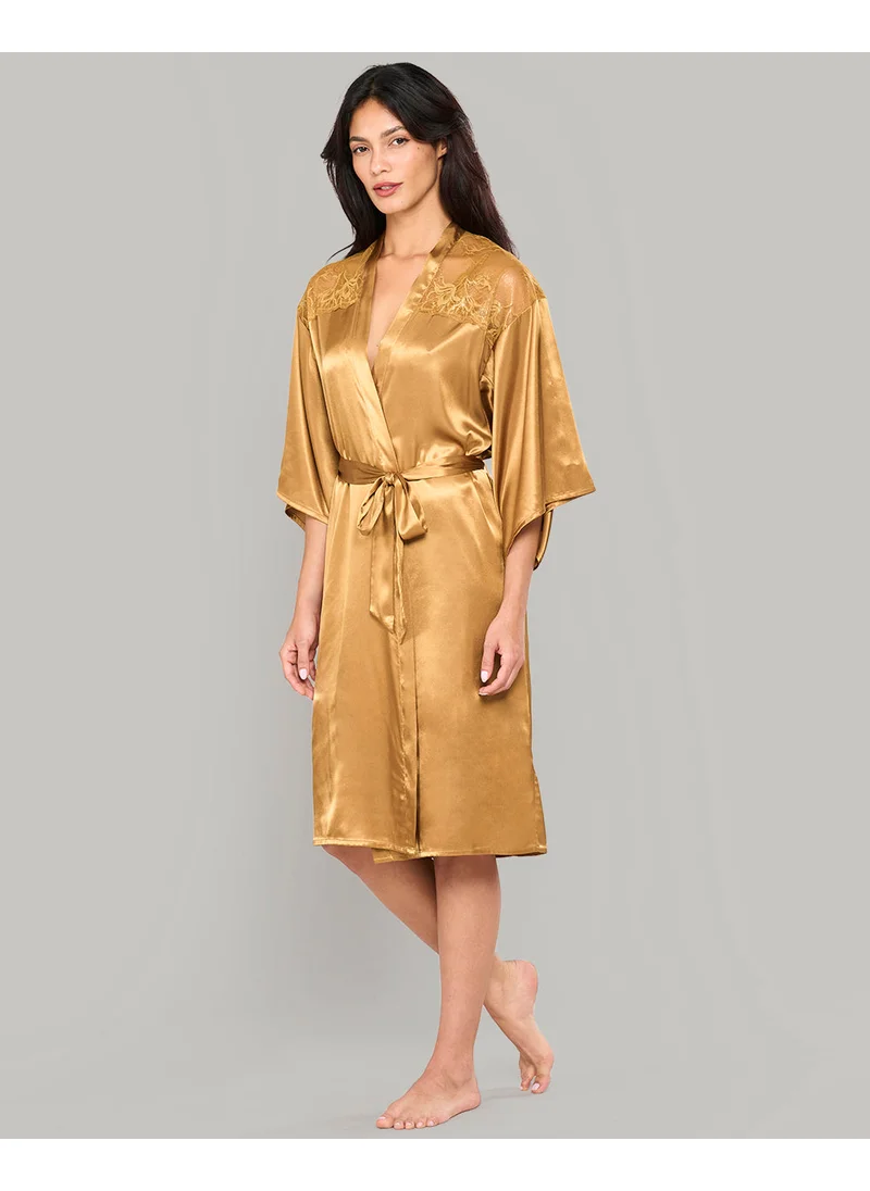 La Senza La Senza Satin Robe With Lace Inset
