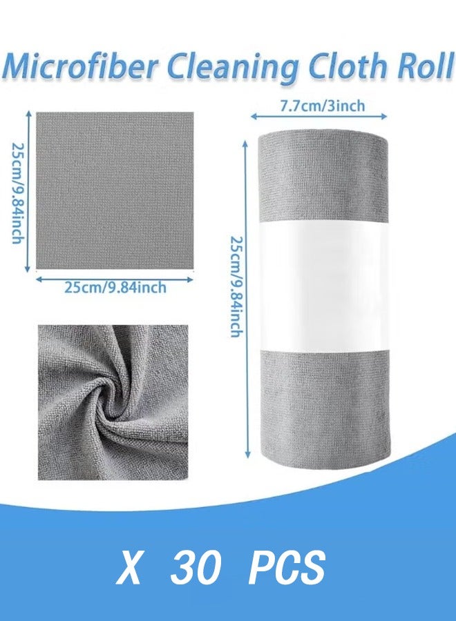 أوجا 30 قطعة من لفائف مناديل التنظيف من الألياف الدقيقة، 25 × 25 سم، مناشف قابلة للتمزيق وإعادة الاستخدام، خرَق امتصاص متعددة الأغراض، مناديل خالية من الوبر لتنظيف الغبار، لفافة مناديل مطبخ متعددة الأغراض للتنظيف - Image 3