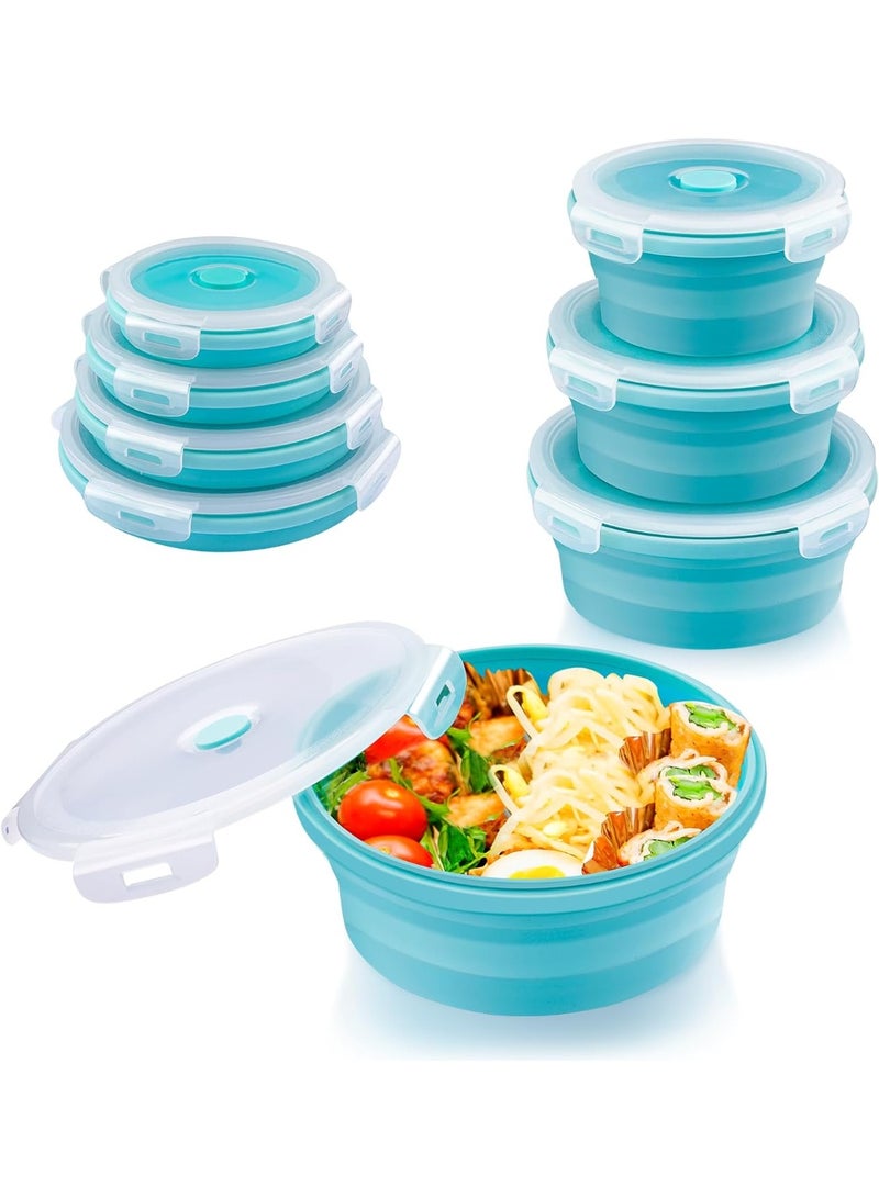 Bukela 4 PCS Food Storage Containers, Collapsible Food Storage Containers with Airtight Lids, Silicone Lunch Boxes, Bento Boxes Salad Bowls - Image 1