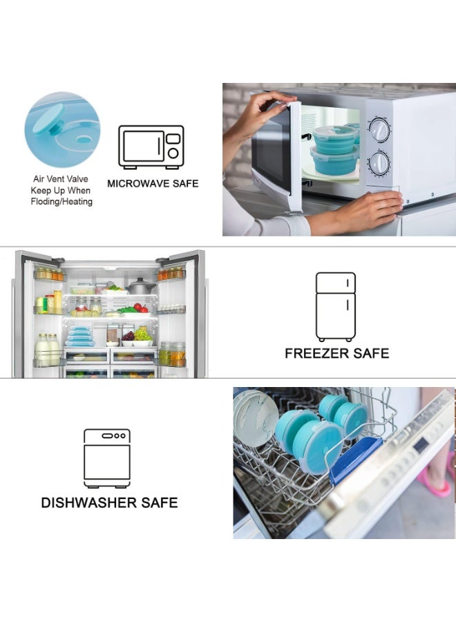 Bukela 4 PCS Food Storage Containers, Collapsible Food Storage Containers with Airtight Lids, Silicone Lunch Boxes, Bento Boxes Salad Bowls - Image 5