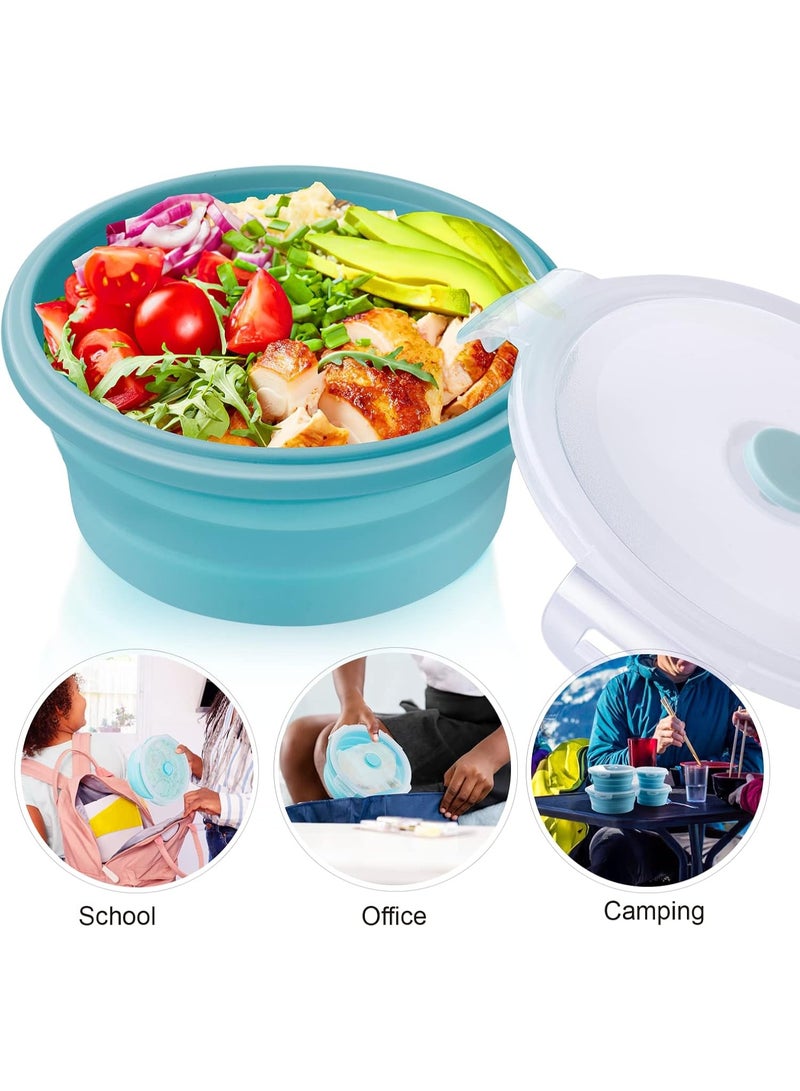 Bukela 4 PCS Food Storage Containers, Collapsible Food Storage Containers with Airtight Lids, Silicone Lunch Boxes, Bento Boxes Salad Bowls - Image 4