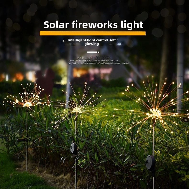 Generic LED Solar Firework Light Waterproof Lawn Spike 8 Mode 90 Light 