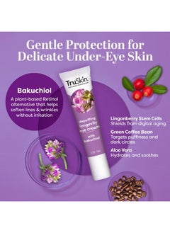 TruSkin TruSkin Longevity Eye Cream - Caffeine Eye Cream with Bakuchiol, Lingonberry Stem Cells & Green Coffee Bean - Skin Care Made to Help Transition from Anti Aging to Healthy Aging, 0.5 fl oz  - Image 3