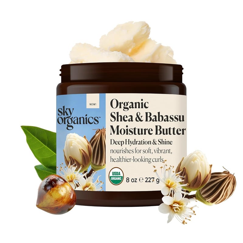 Sky Organics - Organic Shea Butter, Deep Hydration Hair & Skin Nourishing Butter for Curly Hair, Frizz Control, and Smooth Skin â€“ Organic Plant Oils Blend â€“ Vegan, Cruelty-Free - Image 1