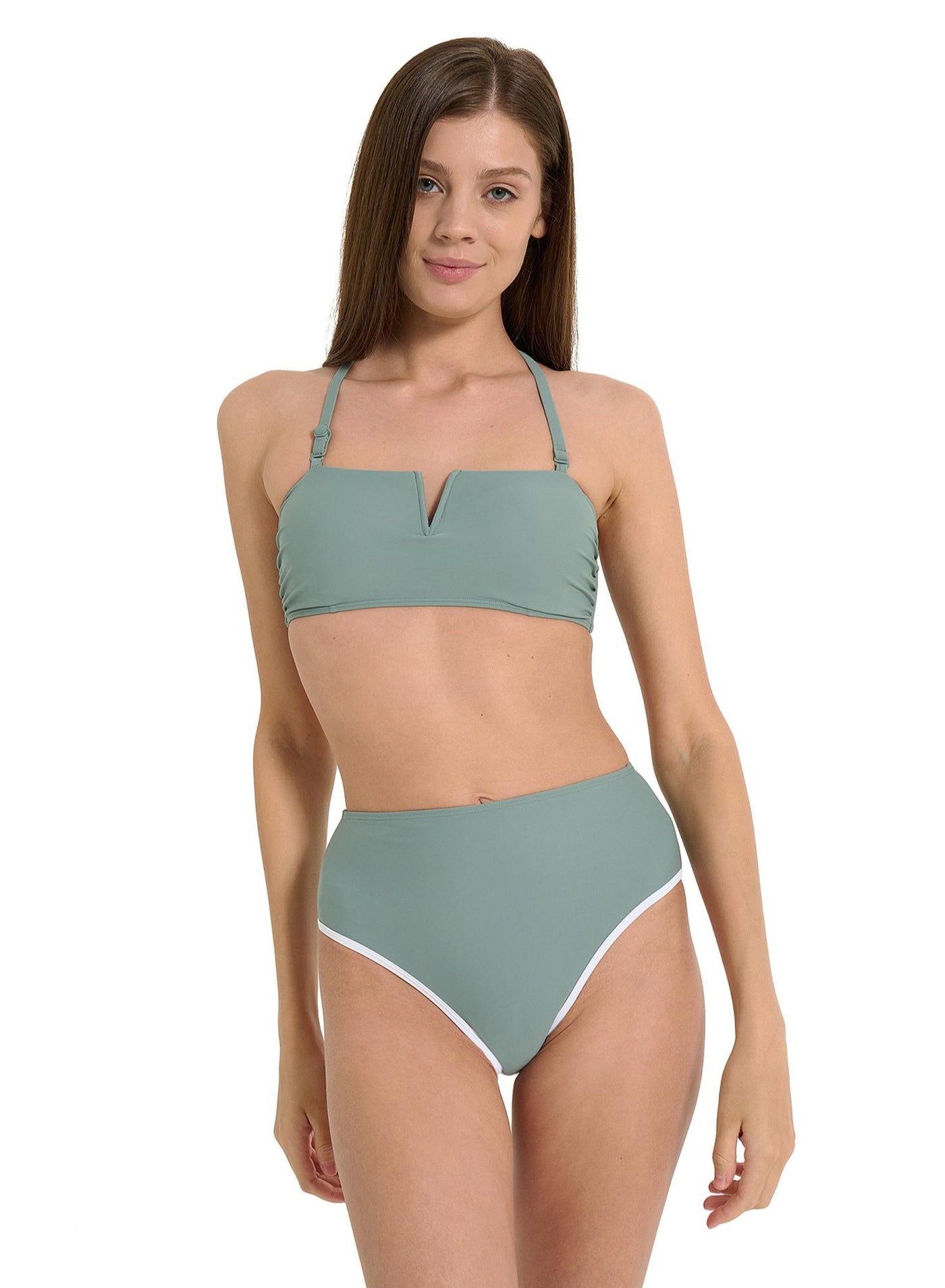 Joss Women’s Olive & Green Swim Bodice – Adjustable Straps, Quick-Dry Elastic Fabric, Stylish and Comfortable for Pool & Beach Days