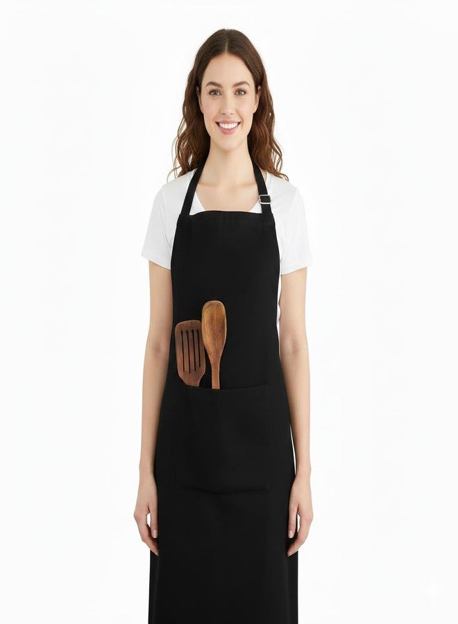 Ecotribe Cotton Apron for Kitchen-Adjustable Belt-Unisex Apron with Utility Pocket-Cooking Kitchen Apron-Free Size (SINGLE BLACK) - Pack of 1 - Image 1