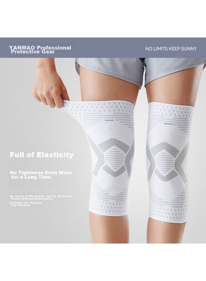 Yanmao Knee Pads For Sports, Men's Running, Basketball, Hiking, Meniscus Protection, Paint Cover, Badminton, Spring Season, Non-slip, White, Size L1, Pair - Image 4