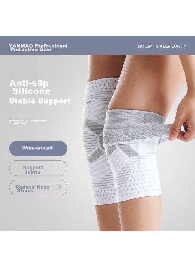 Yanmao Knee Pads For Sports, Men's Running, Basketball, Hiking, Meniscus Protection, Paint Cover, Badminton, Spring Season, Non-slip, White, Size L1, Pair - Image 2