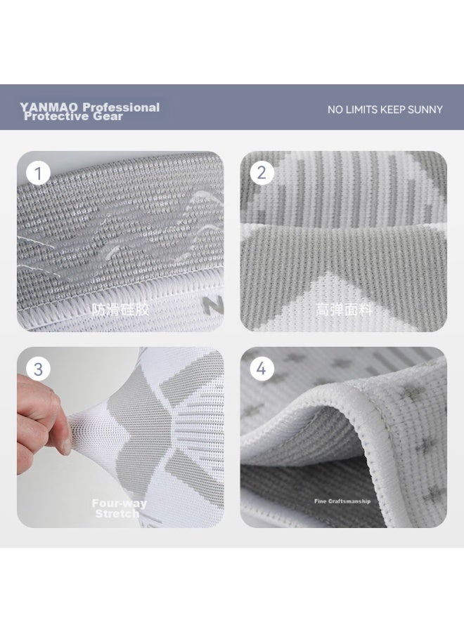 Yanmao Knee Pads For Sports, Men's Running, Basketball, Hiking, Meniscus Protection, Paint Cover, Badminton, Spring Season, Non-slip, White, Size L1, Pair - Image 3