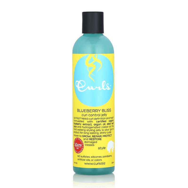 Curls Blueberry Bliss Control Jelly 8 oz Define Defrizz Wash and Gos Twist Outs Braid Outs for Wavy Curly and Coily Hair Types