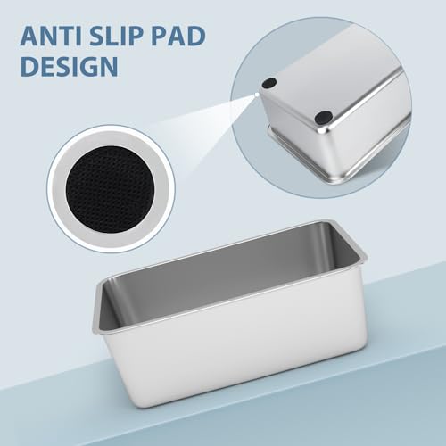 WENBOKMIN Stainless Steel Litter Box - Cat Litter Box Easy to Clean, Never Absorbs Odor, Stains, or Rusts - Silver (17.7" L x 13.5" W x 6" H) - Image 4