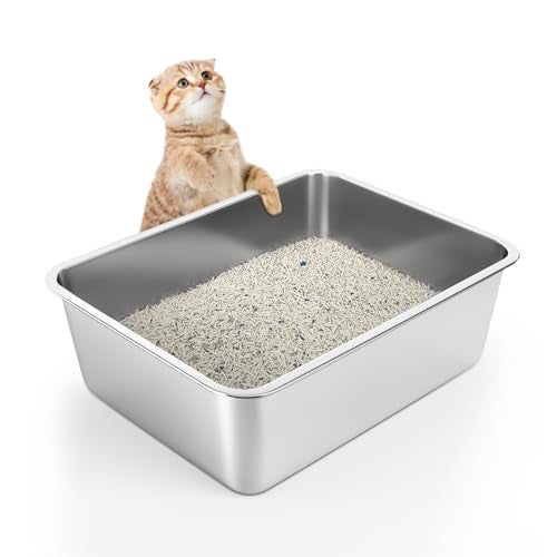 WENBOKMIN Stainless Steel Litter Box - Cat Litter Box Easy to Clean, Never Absorbs Odor, Stains, or Rusts - Silver (17.7" L x 13.5" W x 6" H) - Image 1