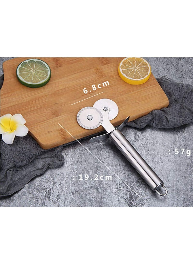 يونيسبرو عجلة تقطيع رافيولي المعجنات، تصميم قرص تقطيع بيتزا مزدوج الأسطوانة من الفولاذ المقاوم للصدأ، عجينة فطيرة المعكرونة، قالب بسكويت، أداة تقطيع العجين، عجلة رافيولي البيتزا، شفرة ذات حافة مموجة - Image 4